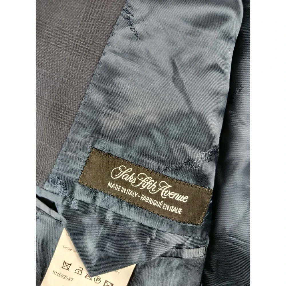 Ermenegildo Zegna Teaveller Saks Fifth Avenue Suit Men 52 Glen Plaid Pants 46X31
